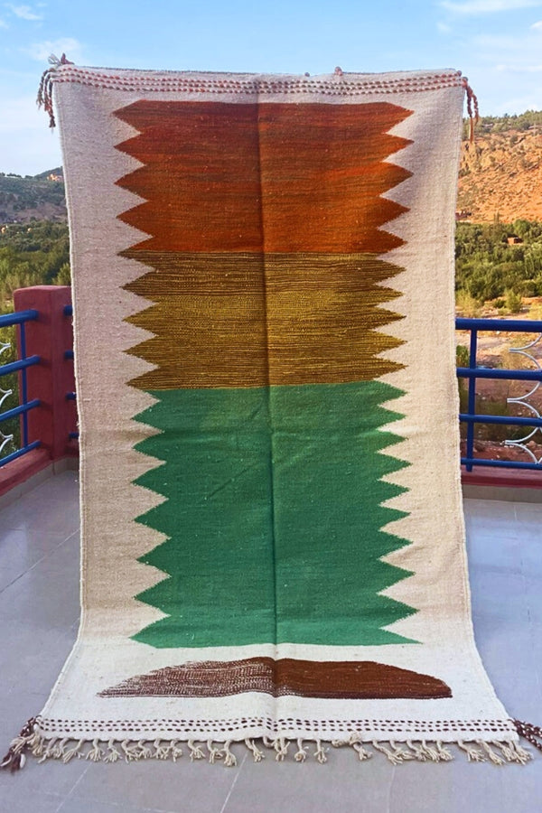 Tapis Kilim Zanafi Chamchi - Vert Marron