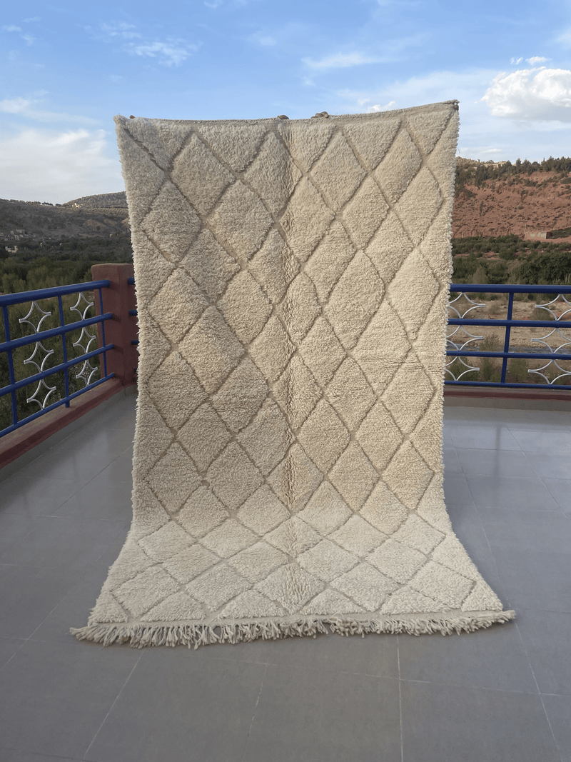 Tapis Beni Ouarain - Losange Dégradé Crème